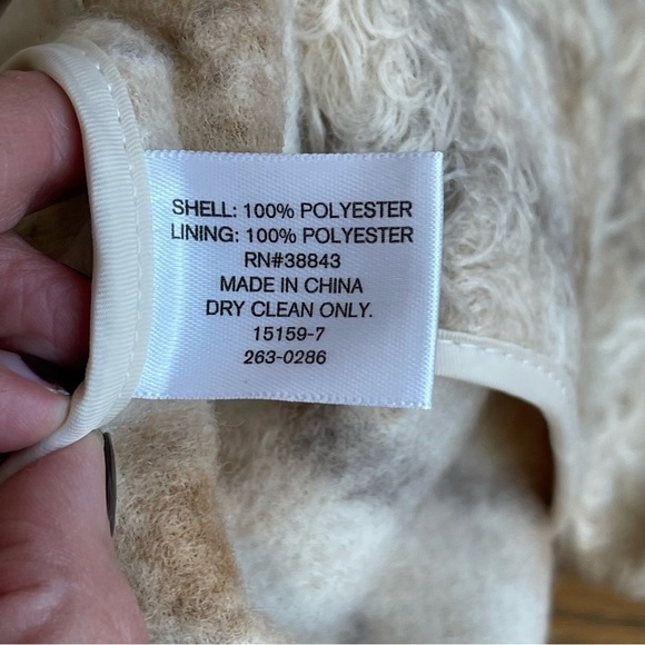 NEW Liz Claiborne Side Tab Cross Over Flannel Jacket Cream Beige Sz Medium NWT - Picture 7 of 8